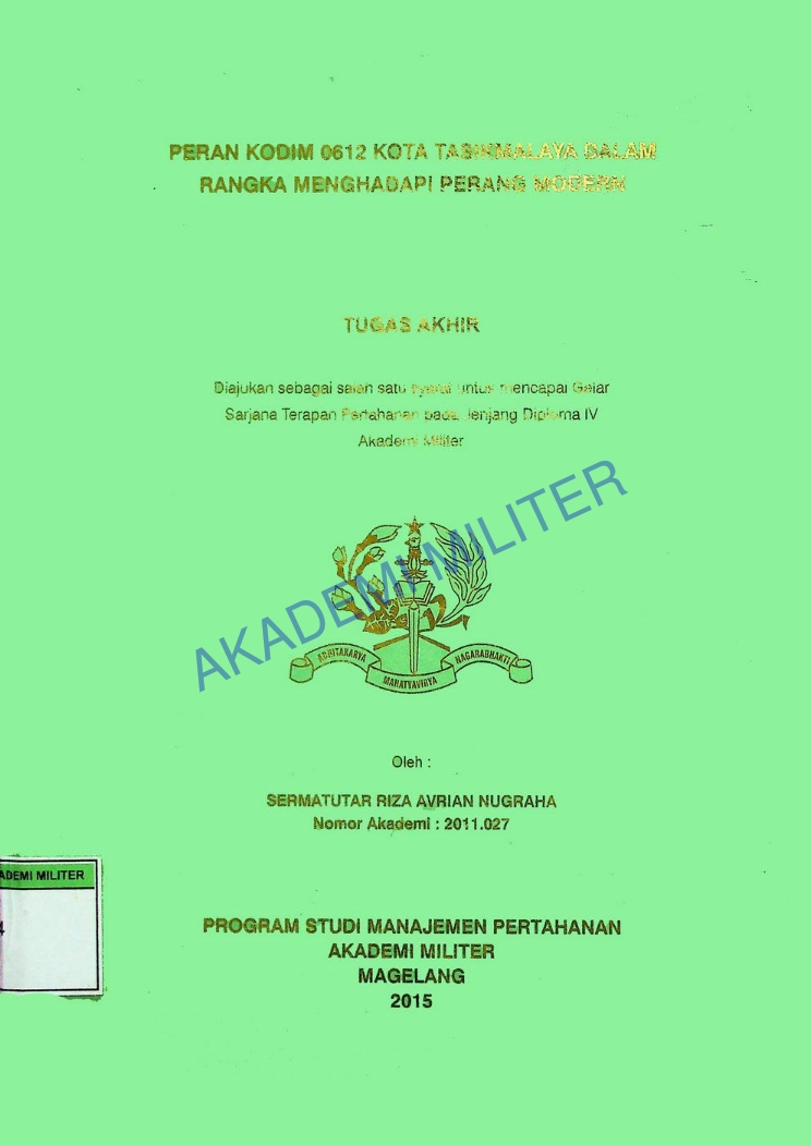 PERAN KODIM 0612 KOTA TASIKMALAYA DALAM MENGHADAPI PERANG MODERN